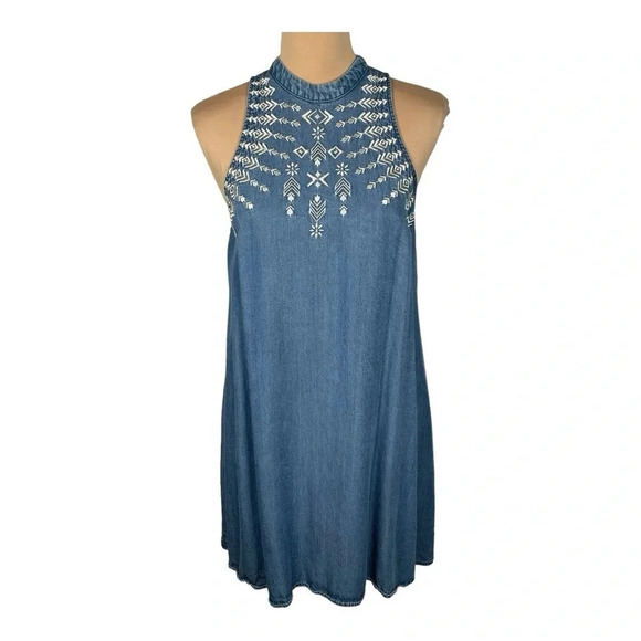 Speechless Embroidered Denim Dress Medium - Picture 1 of 8